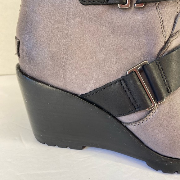 Sorel After Hours Wedge Moto Bootie Gray Buckle Zip Up Womens Size 7.5 - Picture 11 of 16